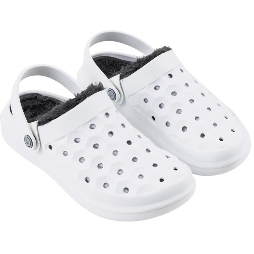 Joybees Adults Varsity Lined Clog White/Charcoal W9/M7